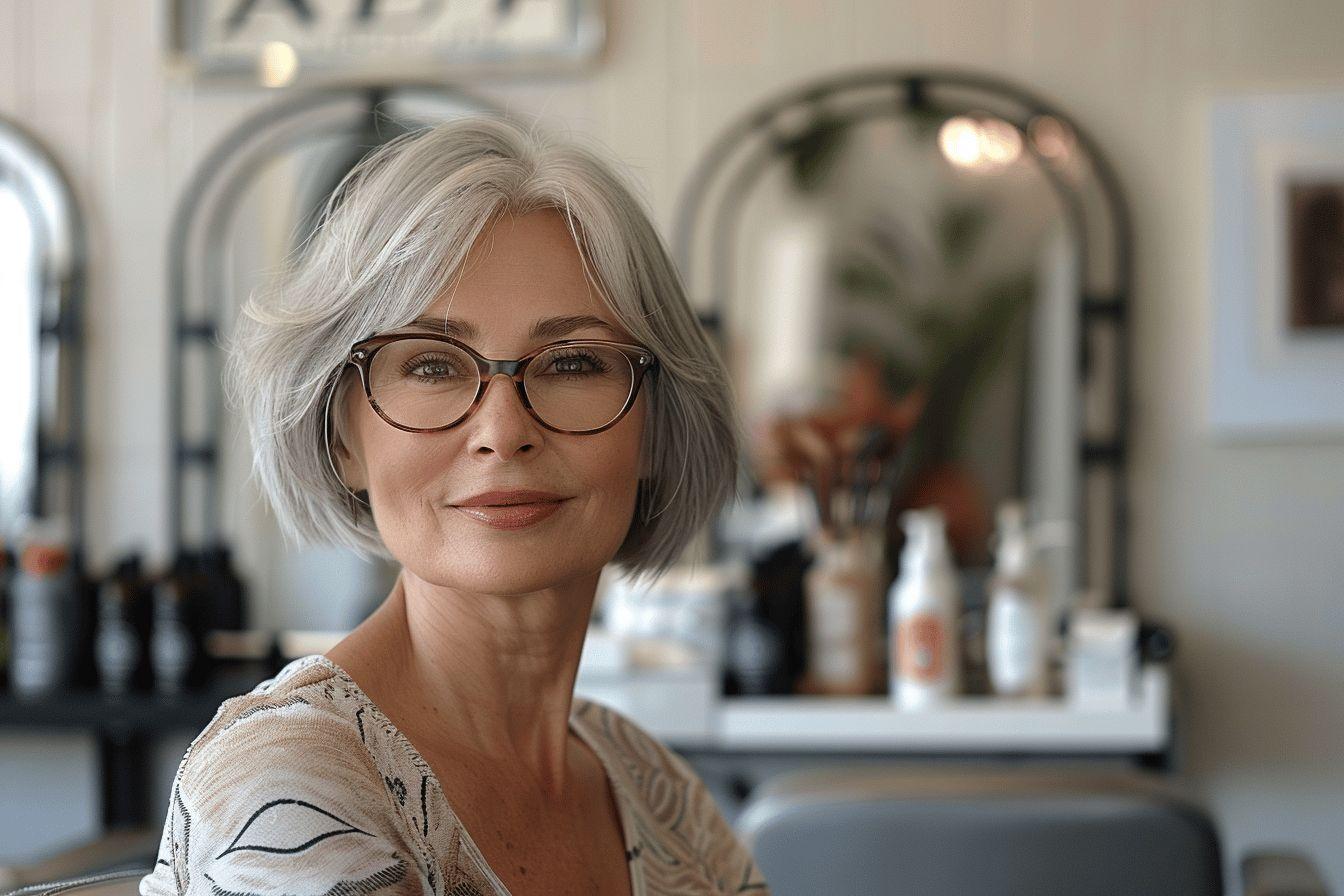 Coupe de cheveux femme 50 ans avec lunettes