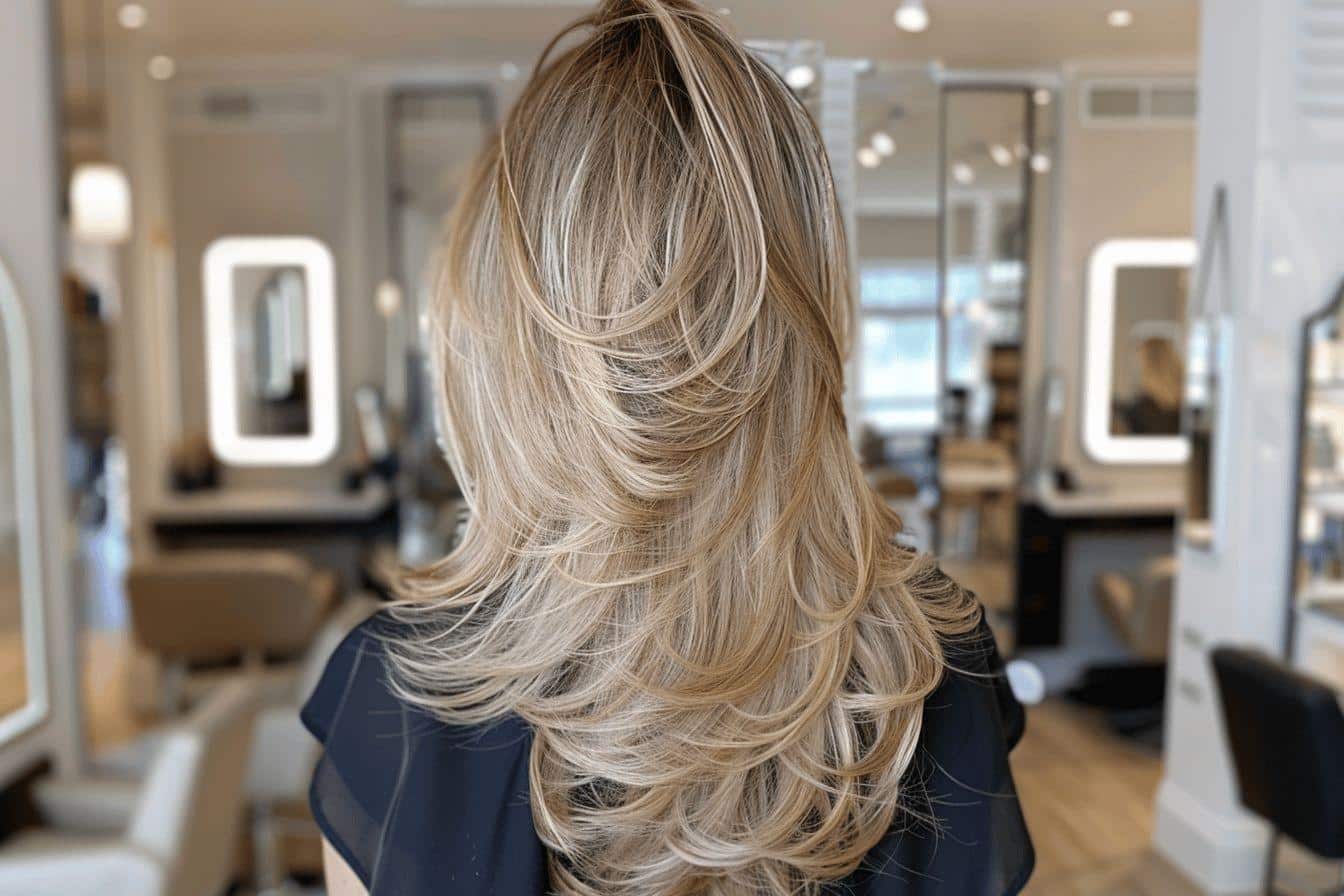 Coupe de cheveux femme dégradé effilé mi-long